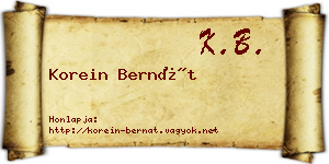 Korein Bernát névjegykártya